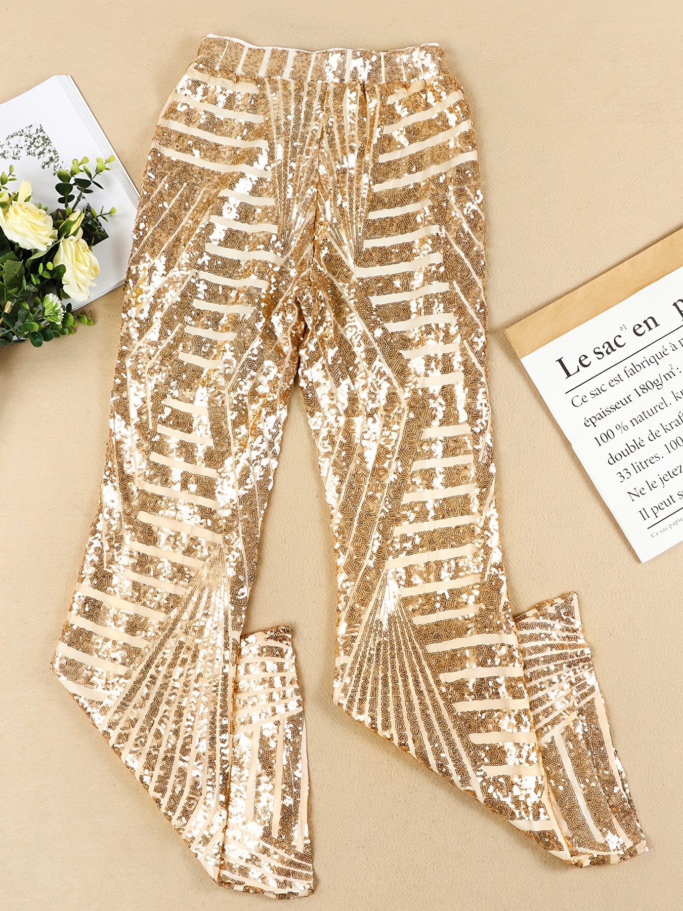 CBGELRT Shiny Glitter Sequin Leggings Fashion Women's Pants Solid