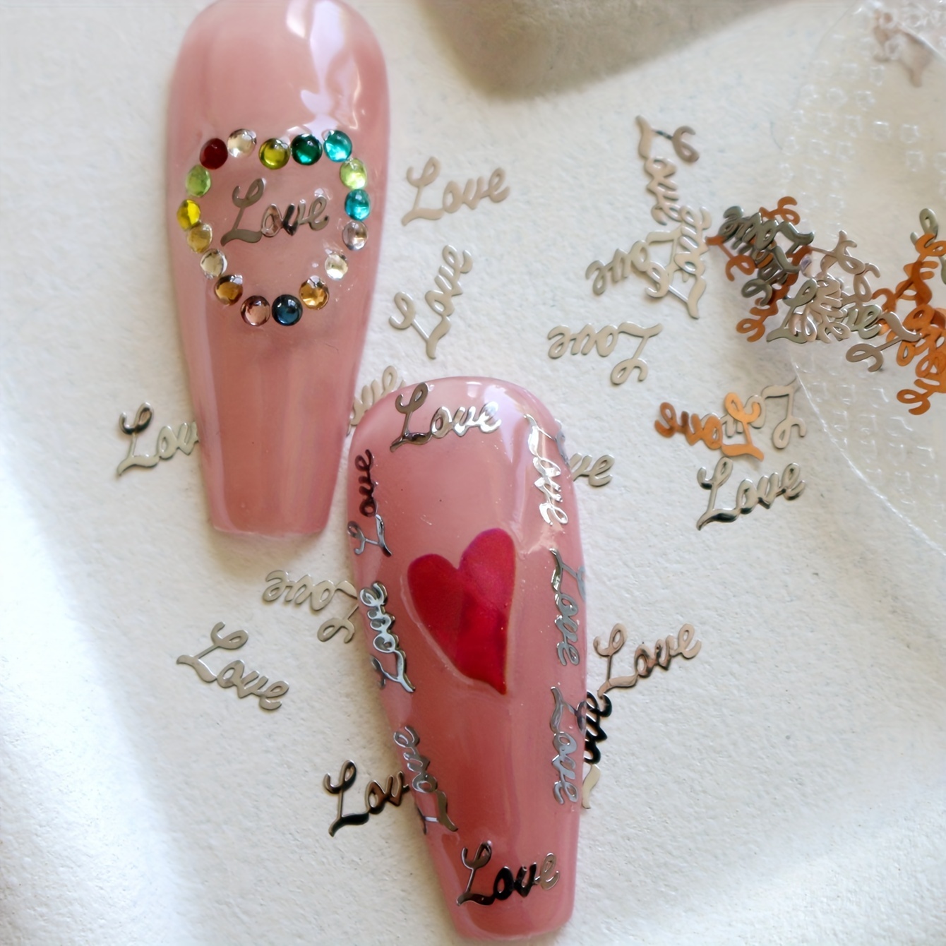 Golden Love Letter Nail Charms For Women Stylish Nail Art - Temu