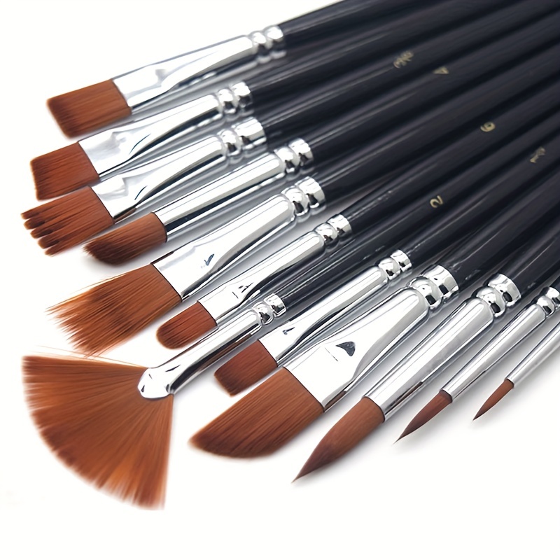 Lenbicki Fan Brush Set Hog Bristle Hair 6pcs Artist Soft Anti-Shedding Paint Brushes for Acrylic Watercolor Oil Painting