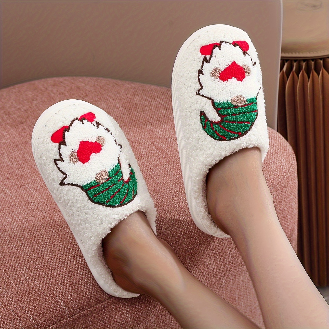 Fuzzy sales christmas slippers