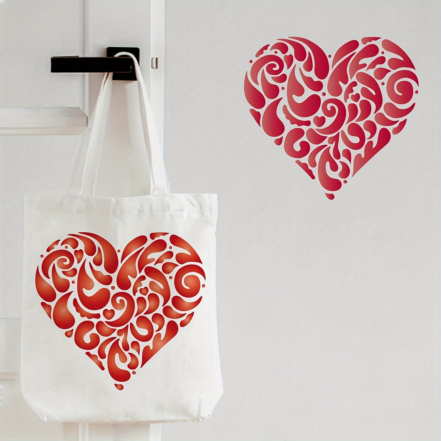 4pcs Flower Love Heart Stencils For Painting Mandala Heart Stencil  Decoration Template Plastic Square Reusable Stencils For Painting On Wood  Floor