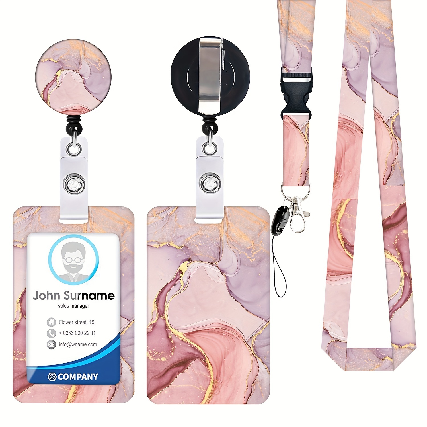 2 Sets ID Badge Holder Sleeve Kit Detachable Lanyard Nurse Protector Key  Chain