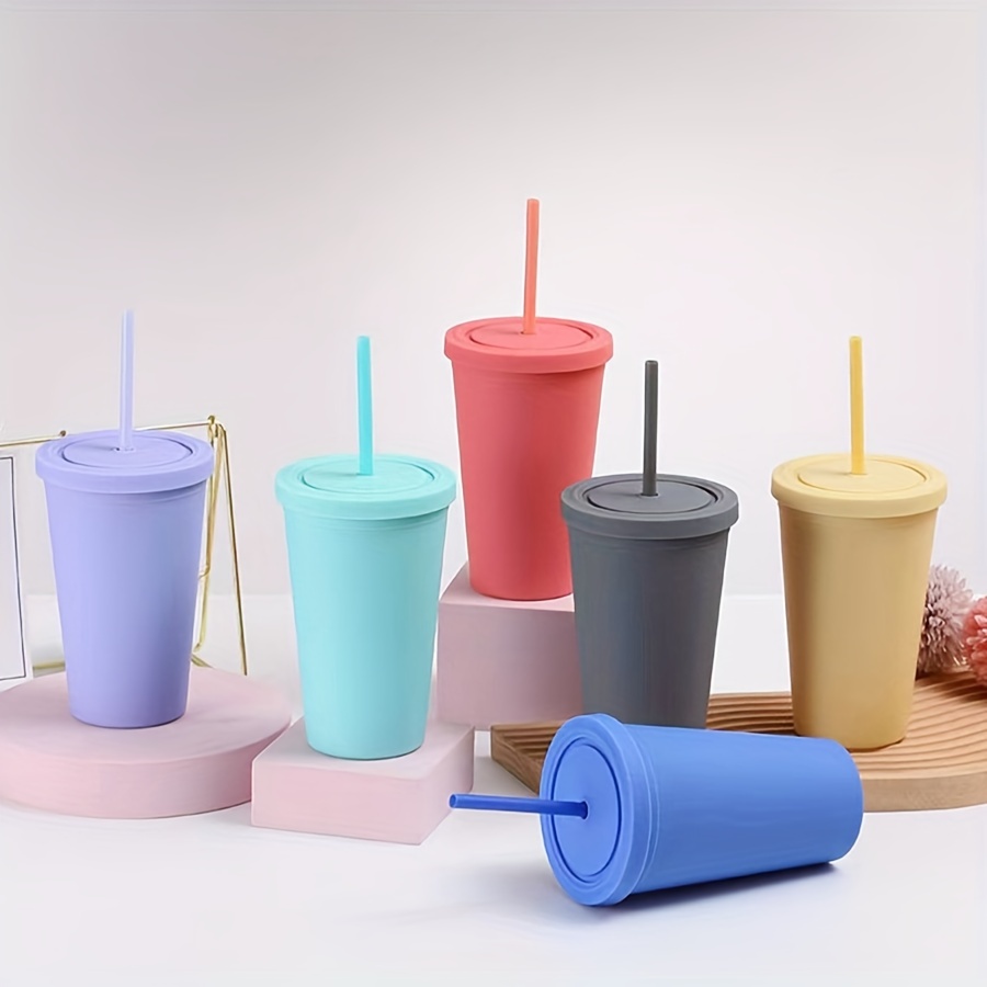 Solid Color Tumbler With Lid And Straw, Water Bottle, Portable Water Cups,  Summer Winter Drinkware, Travel Accessories - Temu