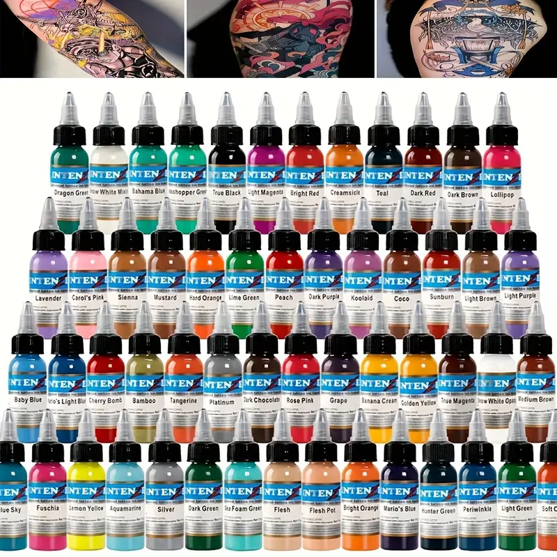 54psc Tattoo Ink Set, Professional Tattoo Pigment Set, Long Lasting Tattoo  Painting Tattoo Supplies, Professional Supply For Body Art - Beauty &  Health - Temu