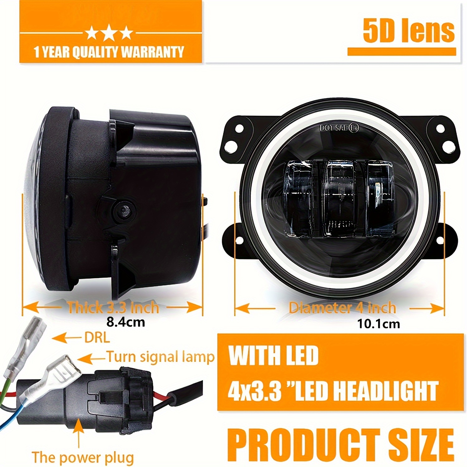 Trade Shop - 2pz Luci Led Per Auto Fari Lampadine 60mm Occhio D'angelo 12  Volt Maxtech Eye-01