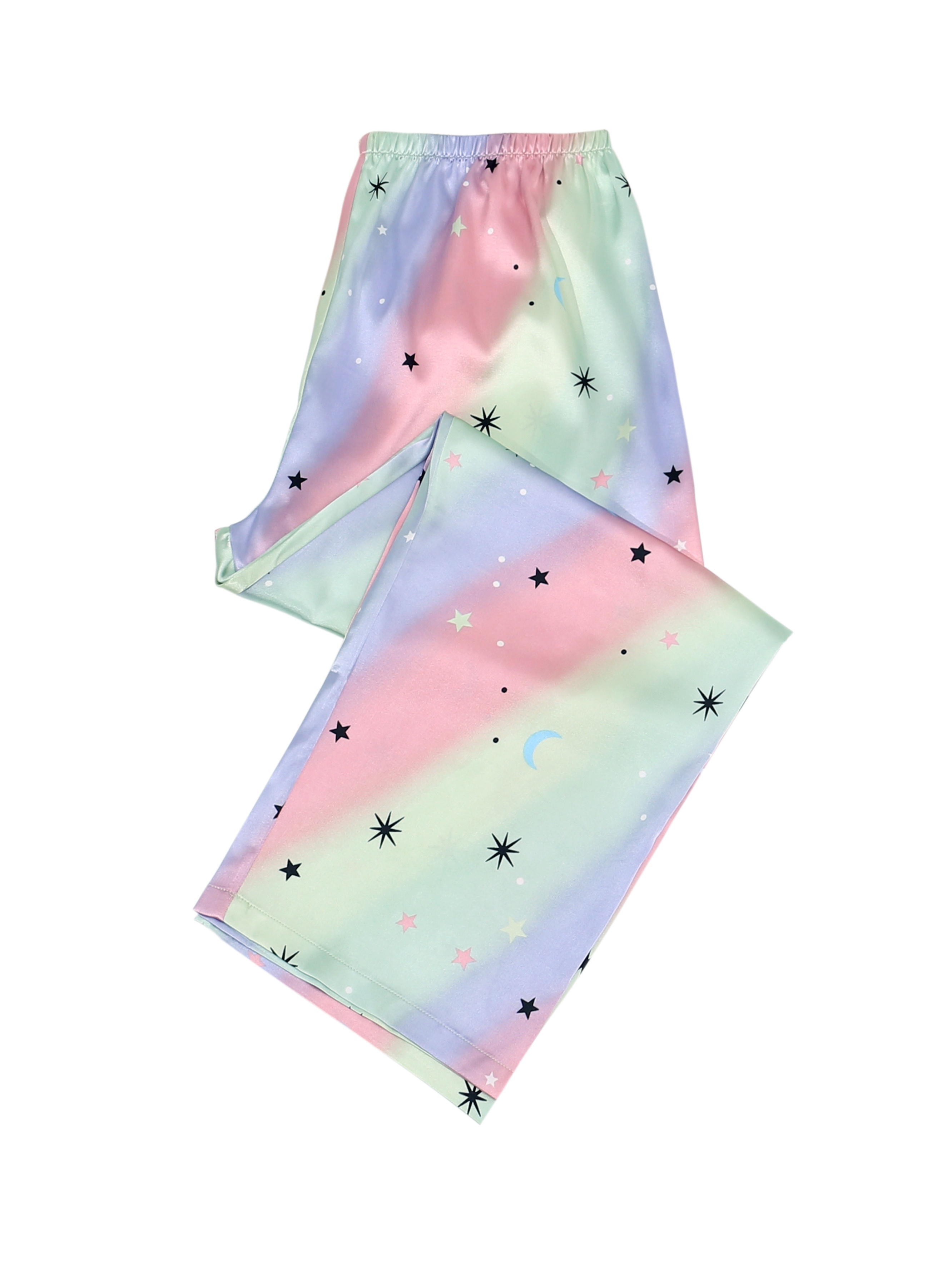 Rainbow Ombre Silk Pajama Set With Short Sleeve 