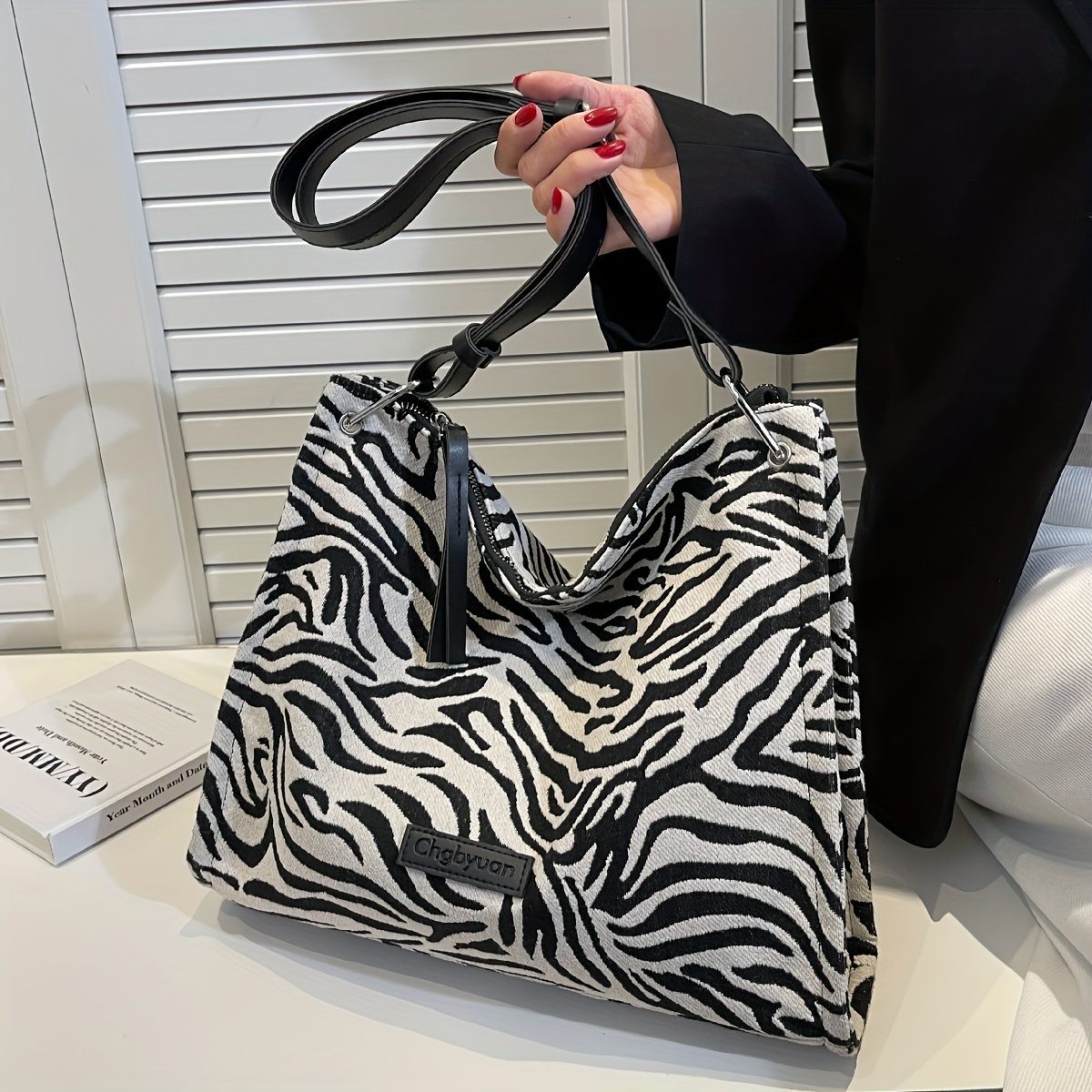 Floral Zebra Pattern Tote Bag, Large Capacity Crossbody Hobo Bag, Women's  Fairy Handbag & Shoulder Purse - Temu Bahrain