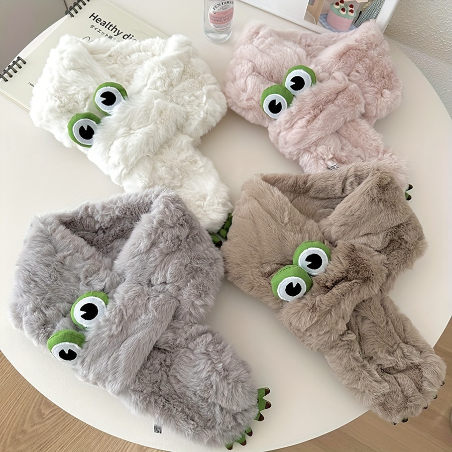 Cute Frog Eye Plush Scarf Stylish Thick Warm Faux Fur Collar