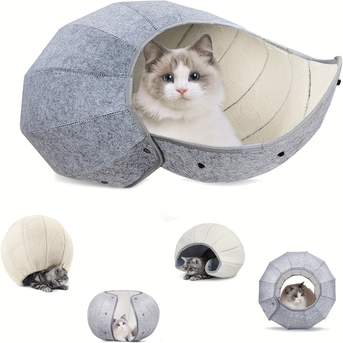 猫トンネルベッド 屋内猫用 ソフト猫洞窟 多機能折りたたみ猫おもちゃ 子犬犬用 猫の隠れ家 洗える猫ベッド洞窟
