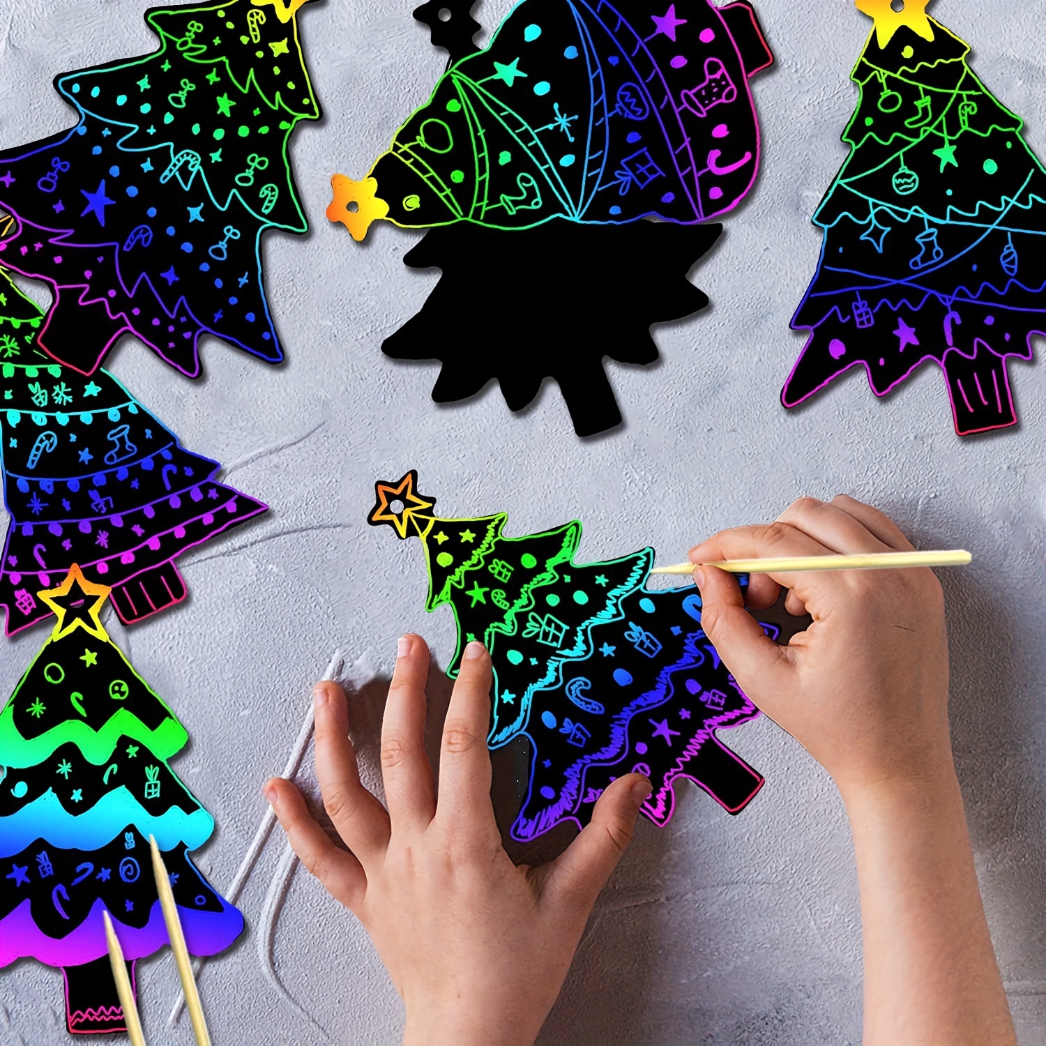 Christmas Tree Snowman Scratch Paper Rainbow Color Scratch - Temu