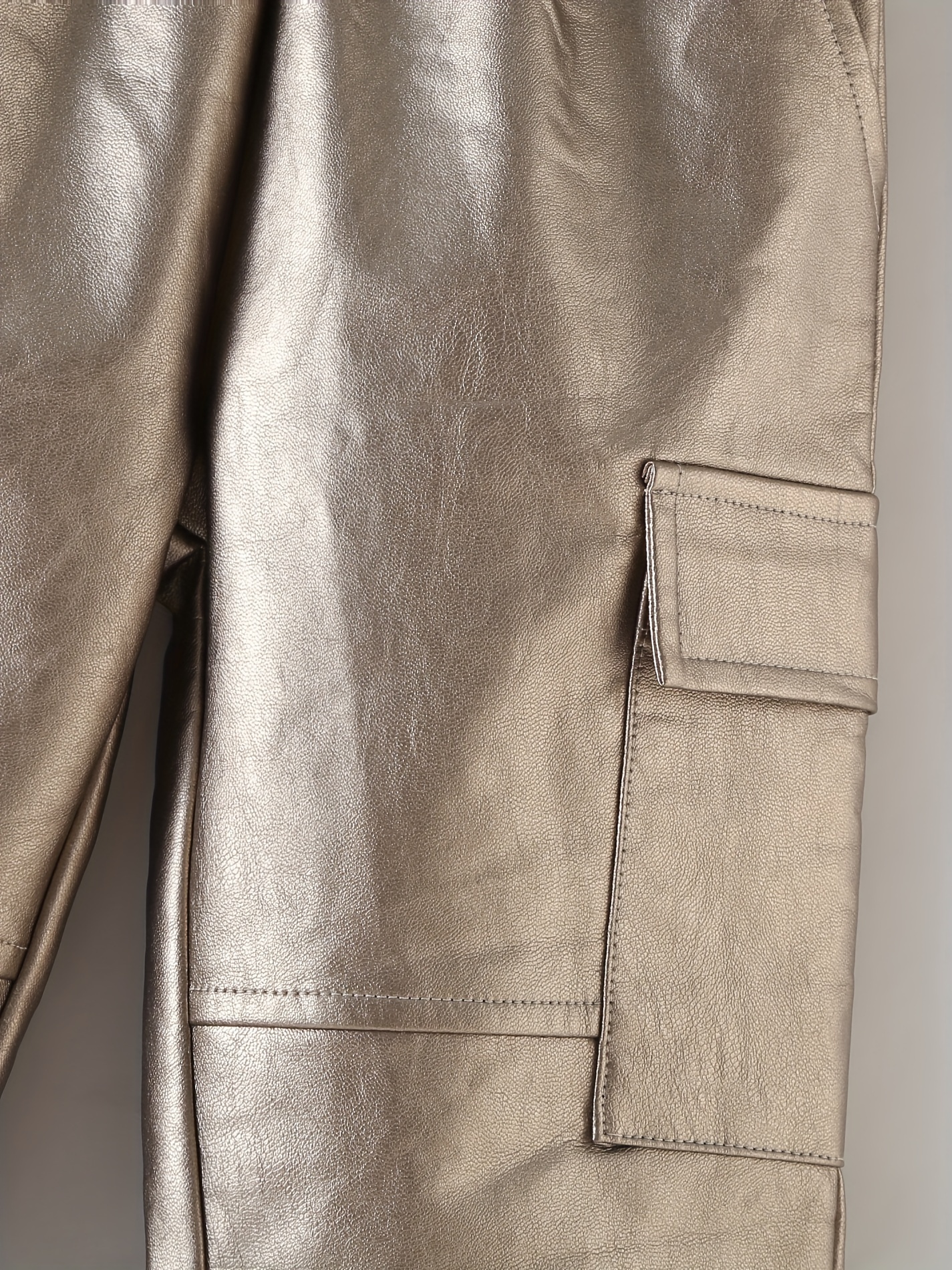Little Girls Fashion Shiny Pu Leather Pants Solid Streetwear - Temu