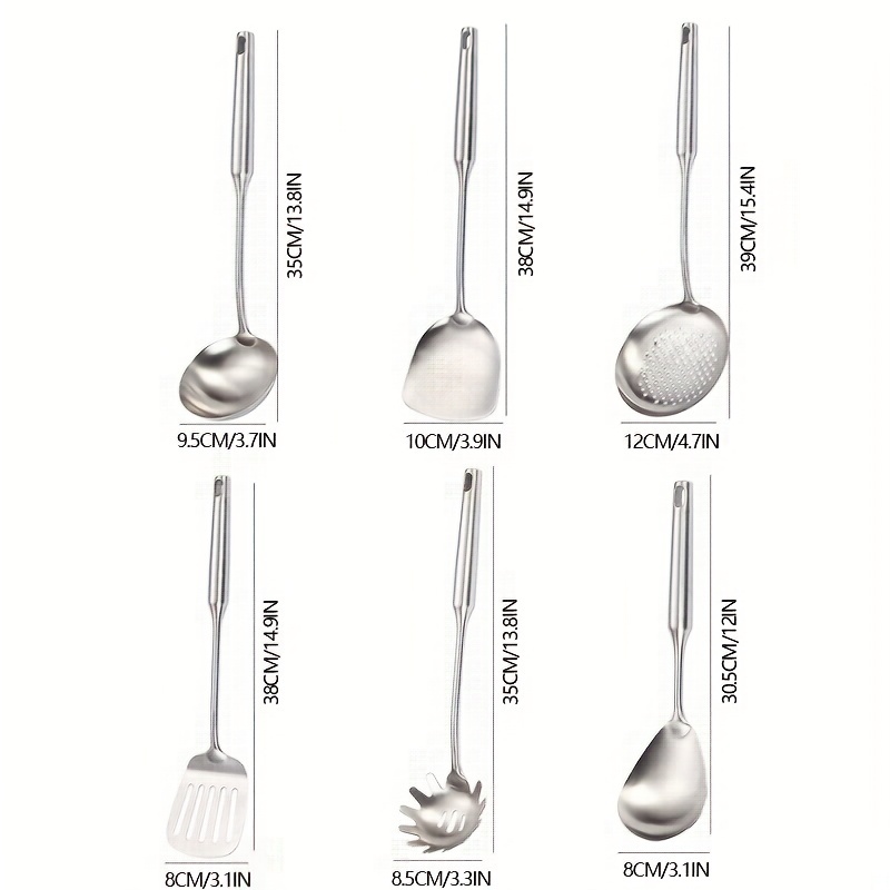 304 Stainless Steel Utensils Set, Extra-long Handle Cooking Tools, Cook  Shovel, Soup Spoon, Skimmer Spoon, Slotted Turner, Slotted Spoon, Pasta  Spoon, Kitchen Supplies - Temu