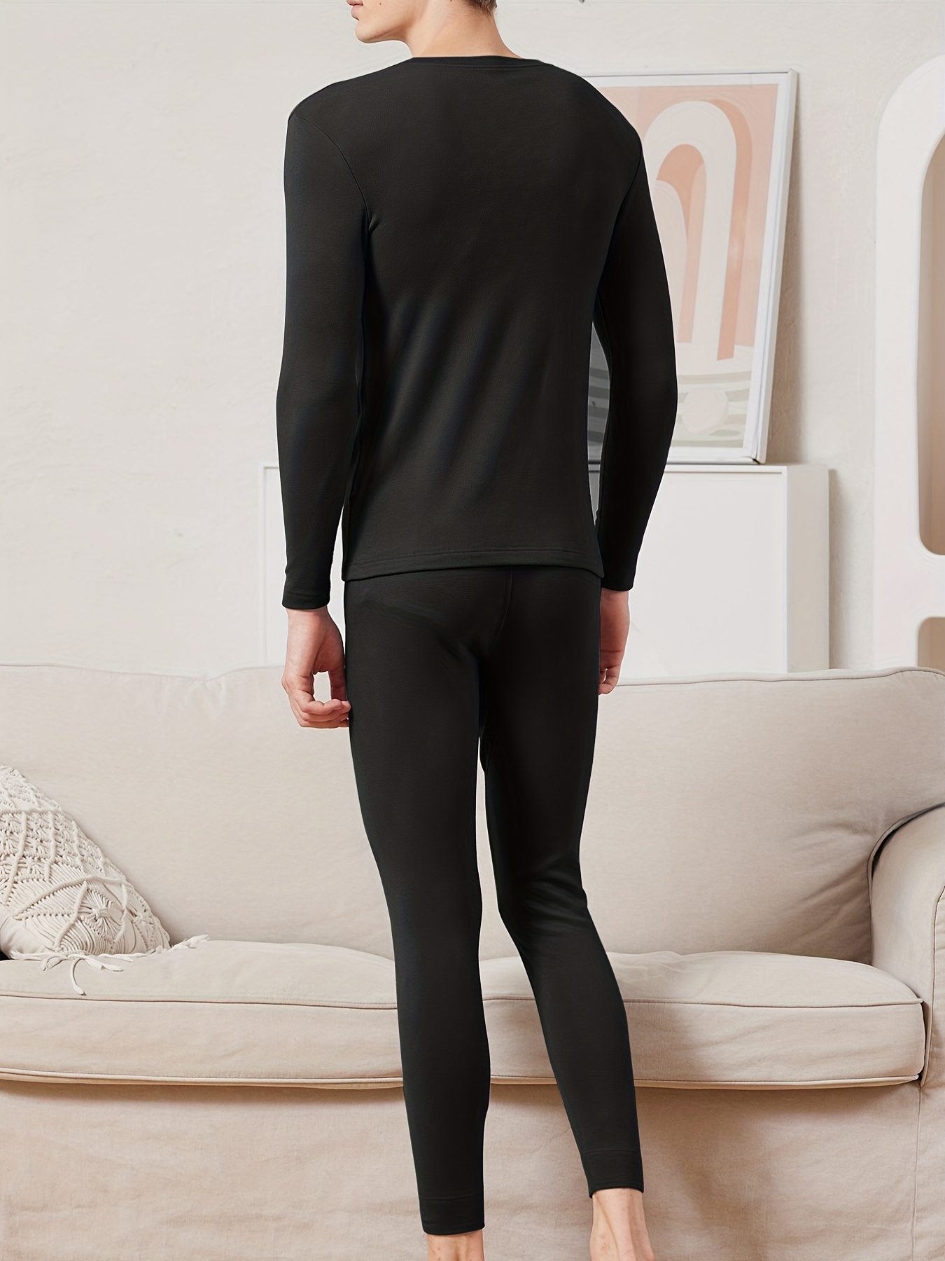 Men's Thermal Underwear Top Fleece Lined Long Sleeve Shirt - Temu