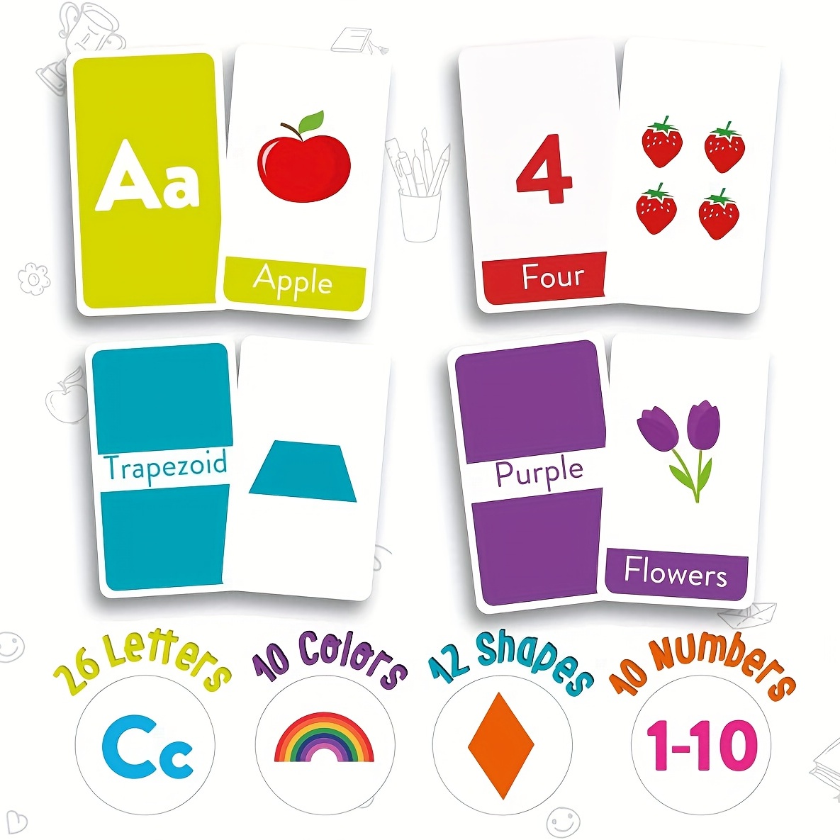 Cartes Flash de jeu assorties pour les tout-petits de 3 à 5 ans