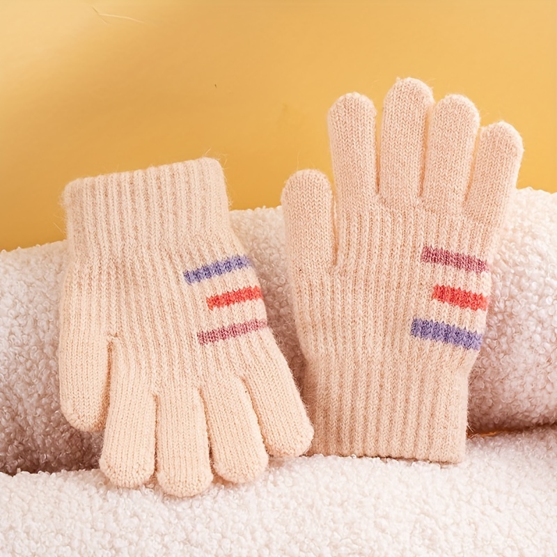 1 paire de gants pour enfants gants à doigts rayés tricotés - Temu Belgium