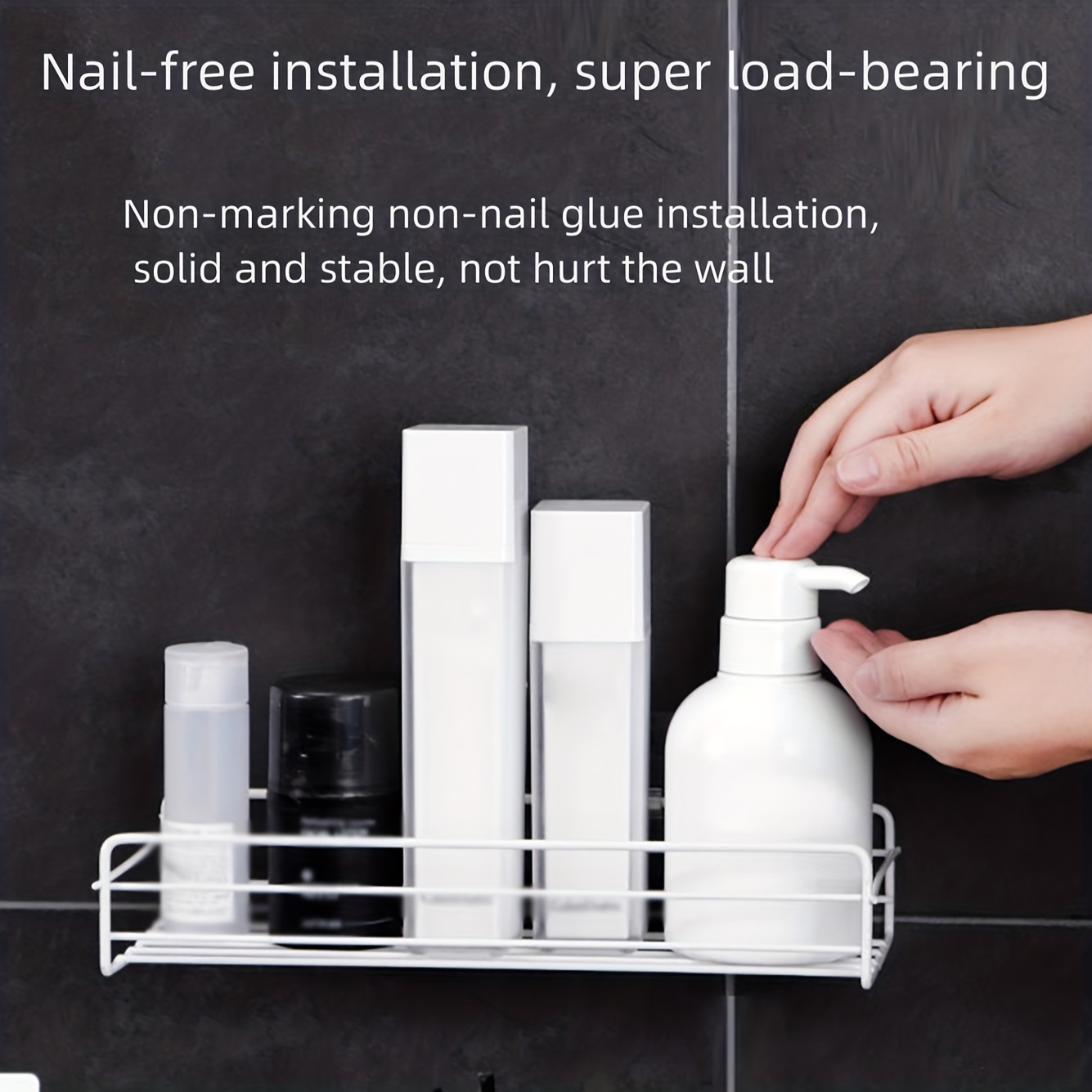 Bathroom wall mounted shower gel shampoo bottle holder wall super