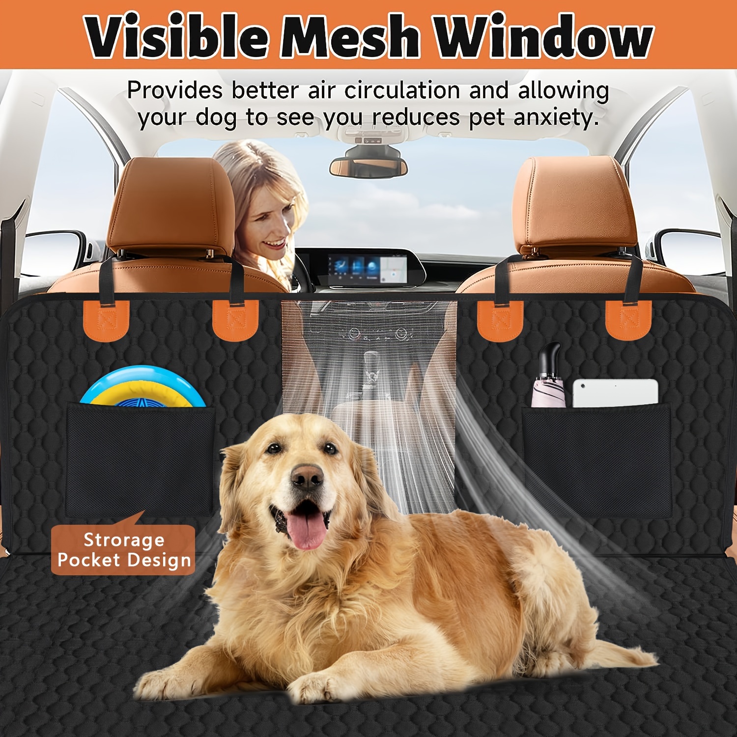 Pet Dog Car Seat Cover Dog Hammock for Car Back Seat Mesh Window