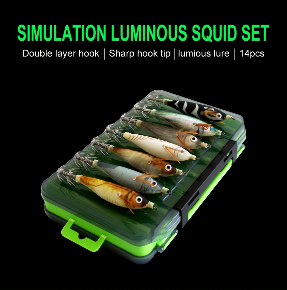 Luminous Squid Jig Wood Shrimp Squid Hook Artificial Bait - Temu