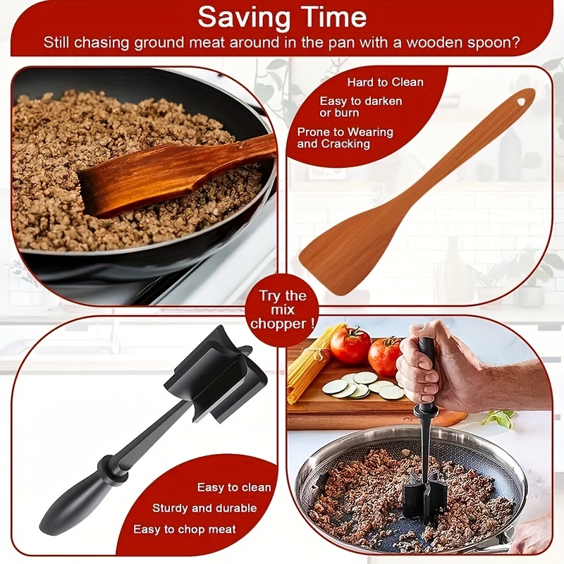 Meat Chopper, Heat Resistant Meat Masher For Hamburger Meat, Ground Beef  Masher, Plastic Hamburger Chopper Utensil, Ground Meat Chopper, Non Stick  Mix Chopper For Mix Chop, Potato Masher Tool - Temu
