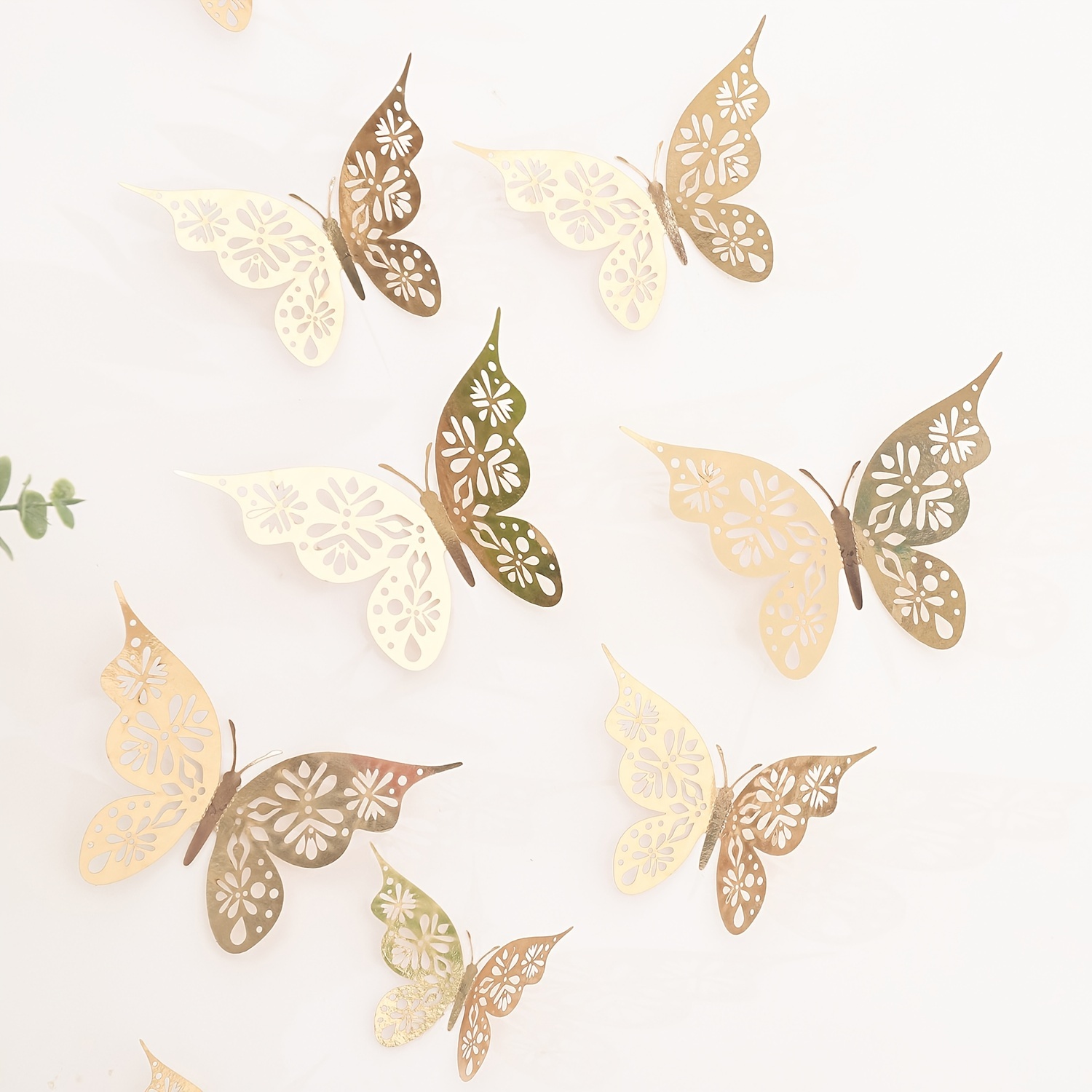 Set Di 3 Dipinti Decorativi Di Lusso A Pavone E Farfalla Dorati