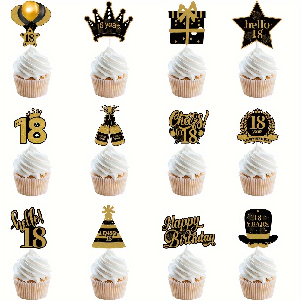 12pcs Gold Paper Crown Cake Toppers For Cake Decoration