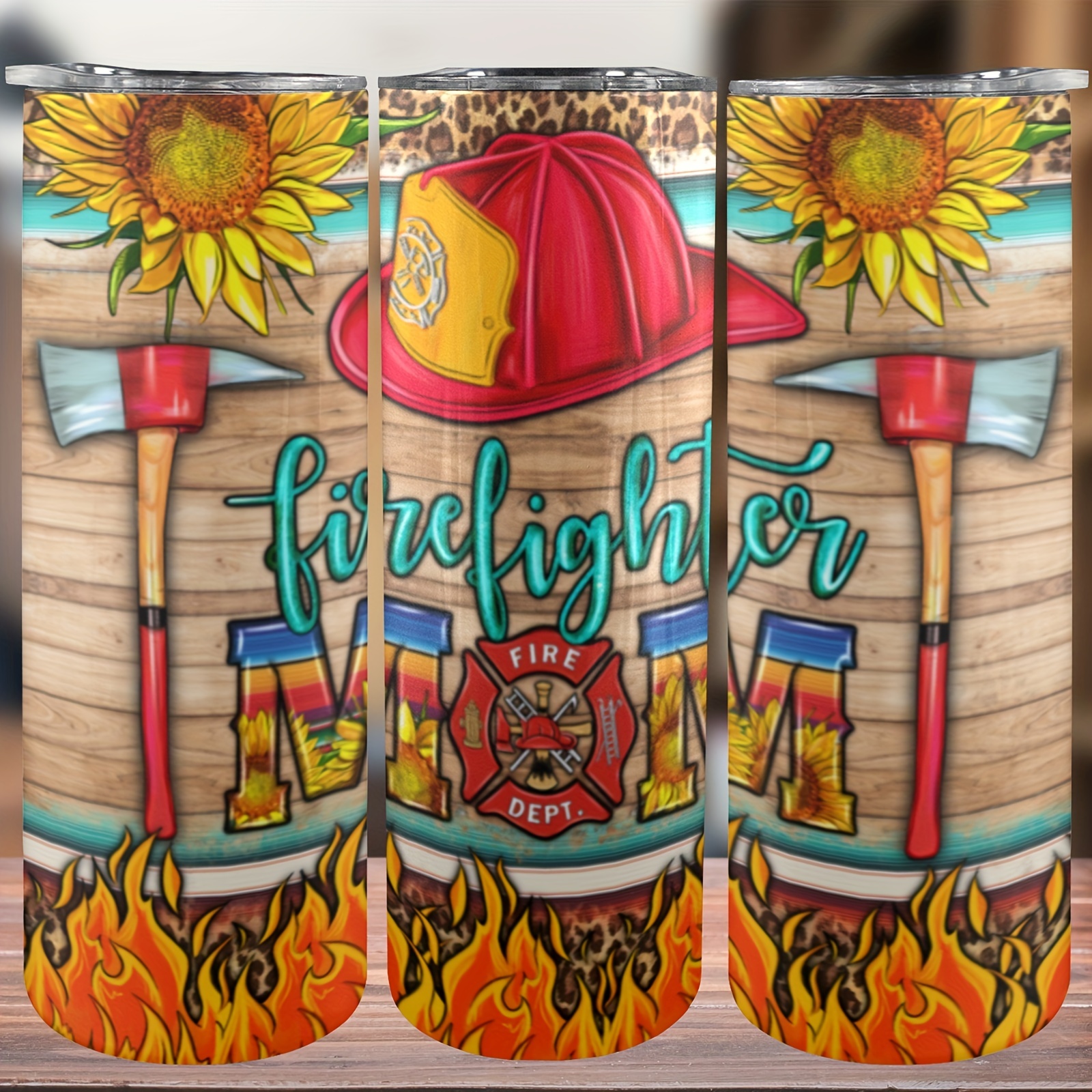 

1pc 20oz Firefighter Mom Tumbler For Woman, Coffee Cup For Woman, Valentine's Day Gifts, Insulated Travel Coffee Mug With Lid, Gifts For Friends