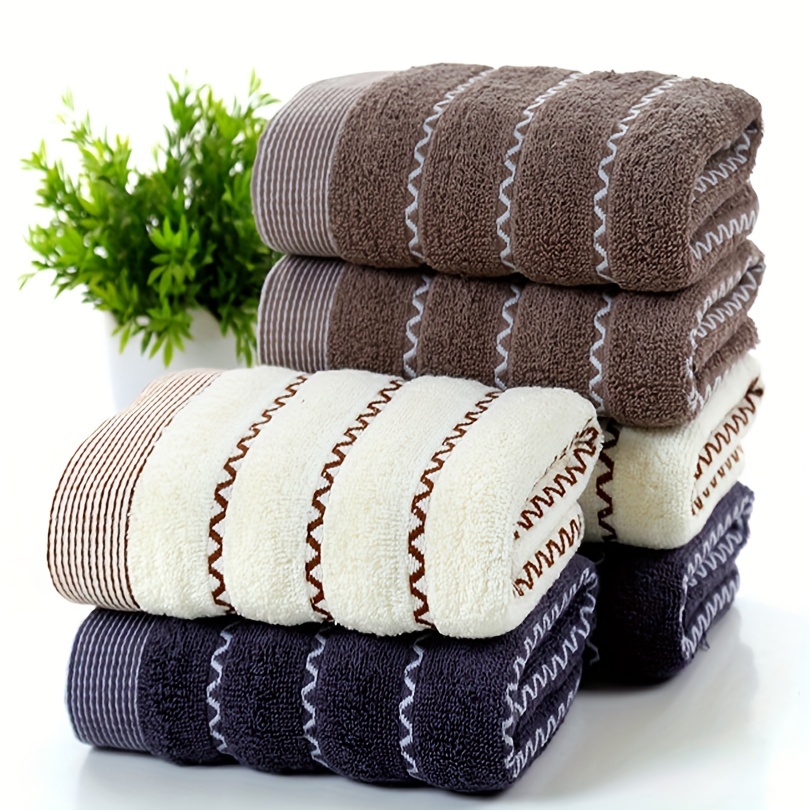 13x28.7inch Striped Pattern Bath Towel Soft Cotton Absorbent Face Hand  Towels