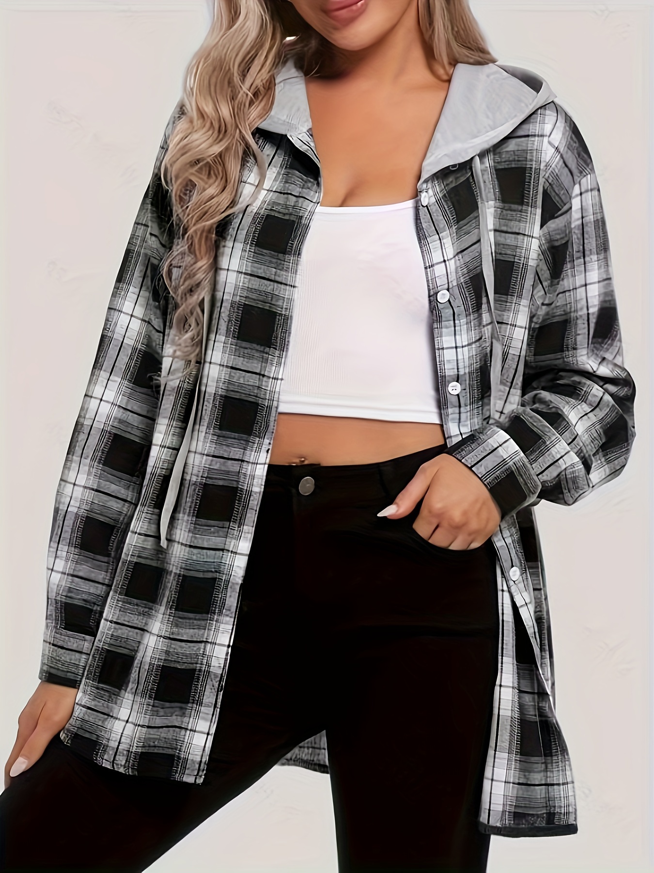 Plaid Cropped Button Down Jacket Flannel Style Plaid Jacket Casual Tops &  Jackets Women's Clothing - Temu