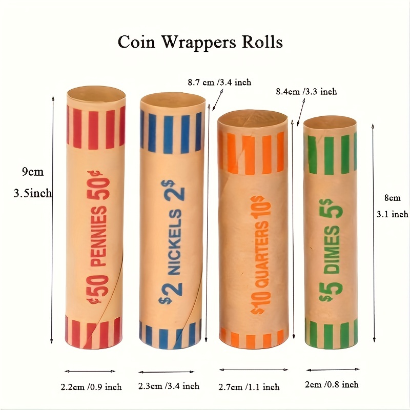 32 64 128pcs Assorted Coin Roll Wrapping Paper Striped Wrapping