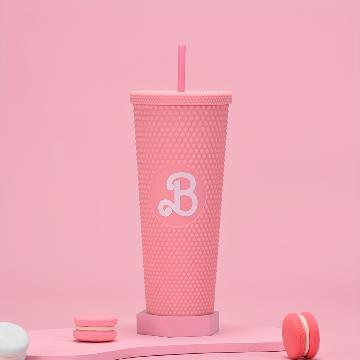 Barbie Pink matte Diamond studded 24oz Straw Cold Cup