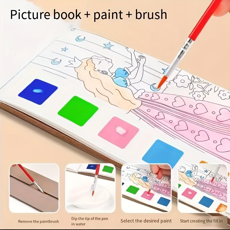 12 Sheets Portable Children Watercolor Coloring Books Paint with
