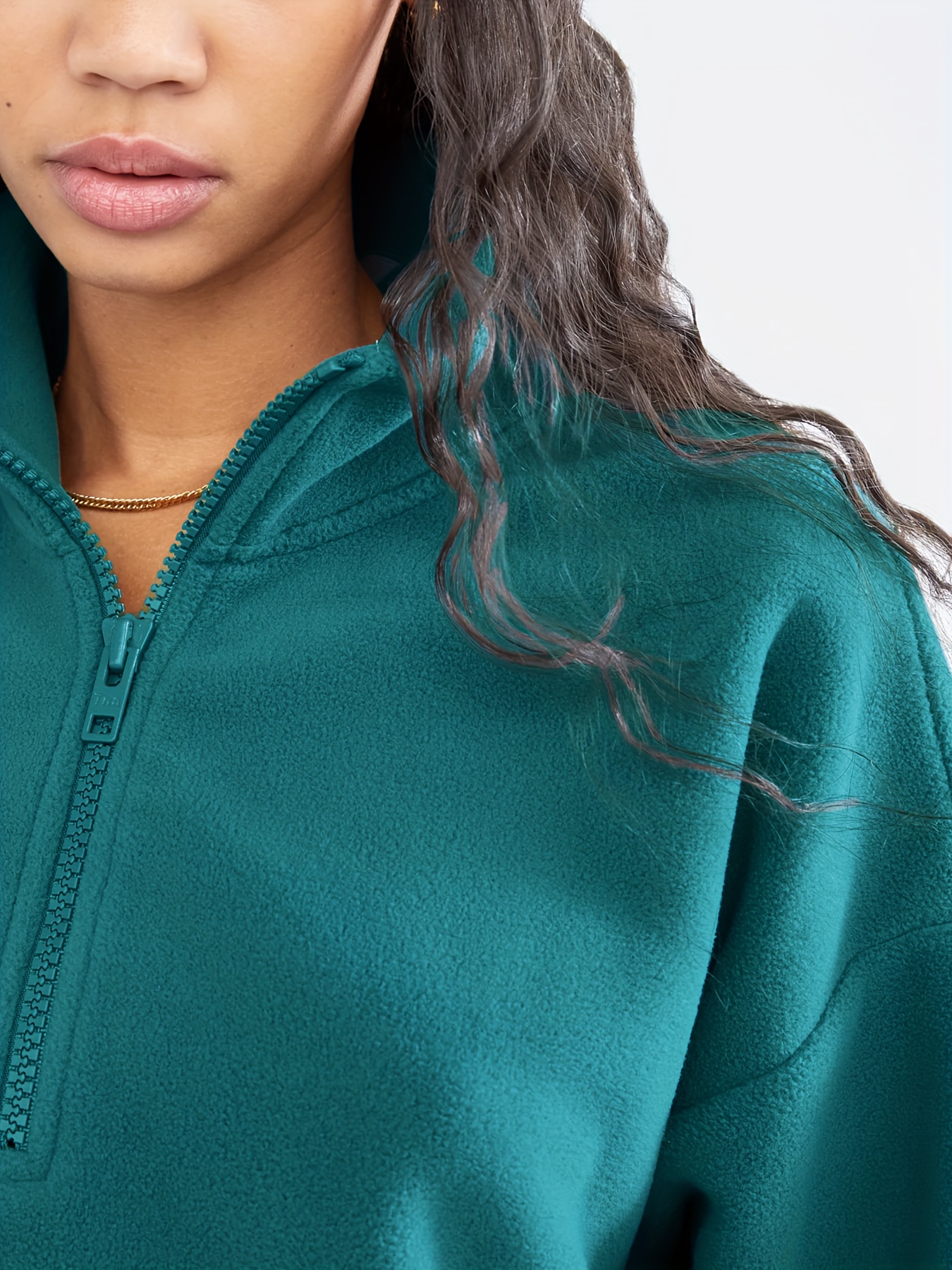 solid color quarter zip pullover sweatshirt casual long Temu New