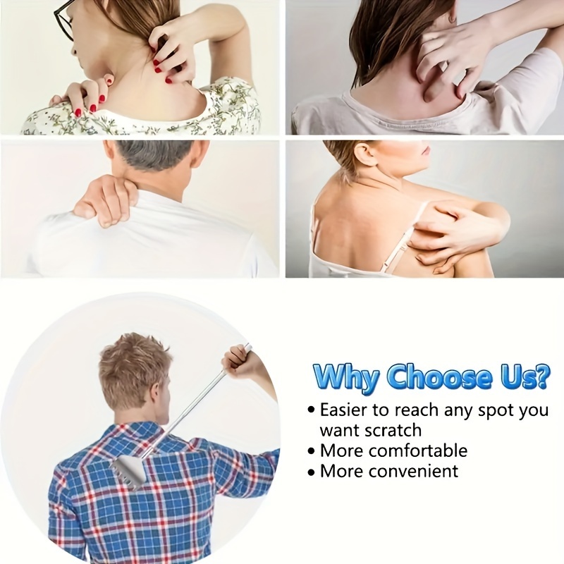 1pc stainless steel telescopic back scratcher   massager portable   with adjustable rod durable easy clean for back leg   muscle relaxation ideal for home   office relaxation tool sleek metallic     material Product details 3