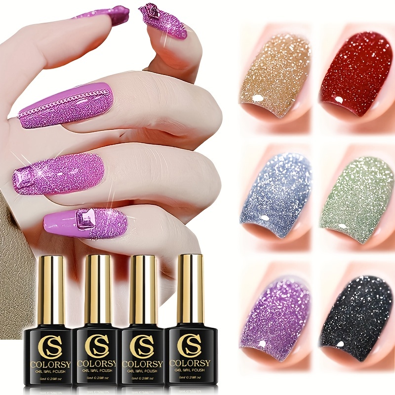 6 Colors Reflective Glitter Gel Nail Polish