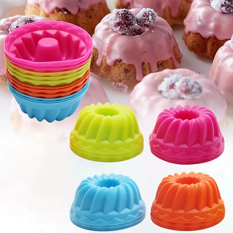 Silicone Muffin Cups Fluted Tube Cake Cups Reusable Cupcake - Temu