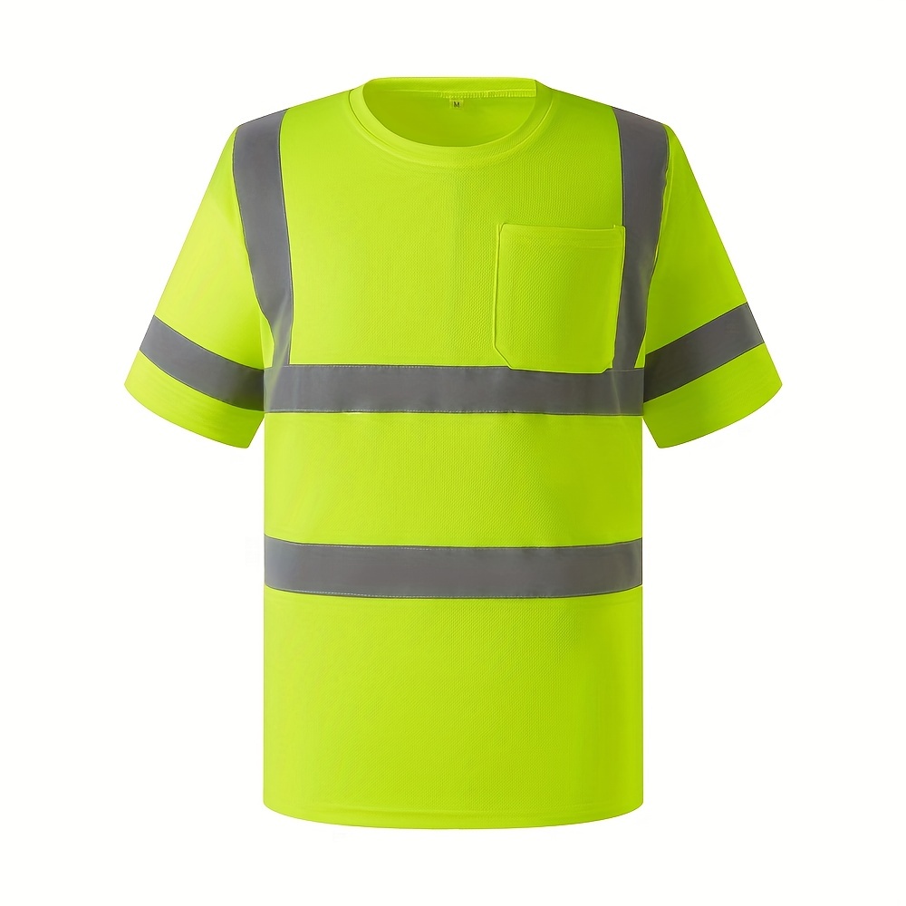 

High Visibility Short Sleeve Reflective Safety T-shirt, Men's Heavy Duty Breathable Hi Vis Shirts, Class 2 Type R