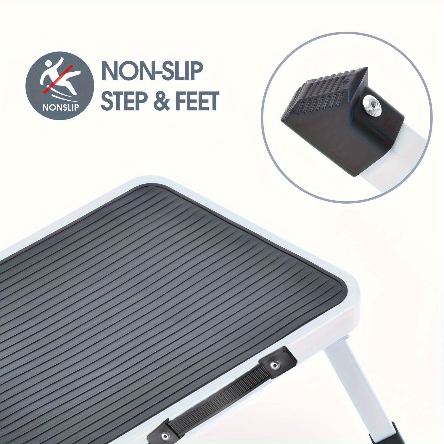 1pc foldable step stool with portable handle that   used in offices kitchens and homes as well as a lightweight folding footstool a small home stool a rv stool and a     in black details 4