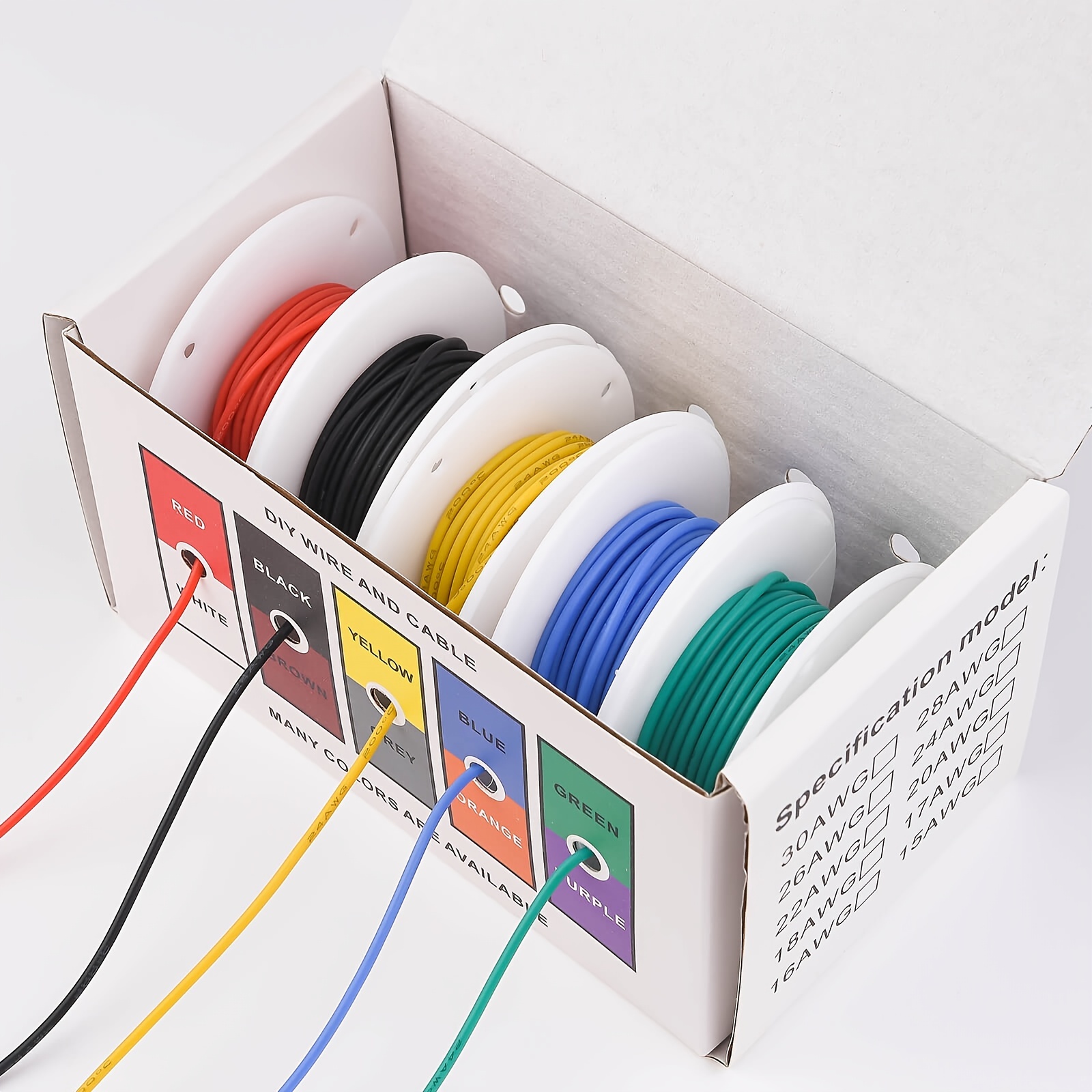 Câble électrique en Silicone Super souple, 24, 22, 20, 18, 16, 14, 12, 10,  8, 6, 4, 2, 0 AWG, fils en cuivre étamé pour automobile