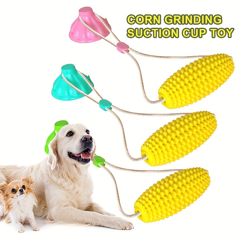 Suction Cup Dog Toy Chews - Bite Toys Durable Rubber Self Playing  Multifunctional Rope Food Dispensing with Suction Cup and Play IQ Toy Treat  Ball for