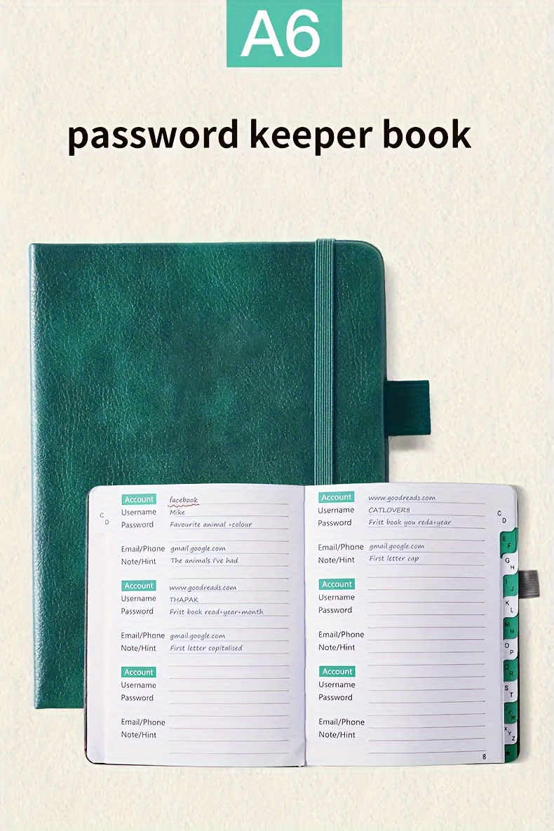 A6 Pu Leather Password Book Internet Address Password - Temu