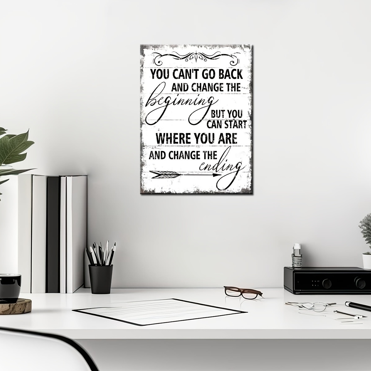 Black White Inspirational Wall Art Office Decor Rustic - Temu