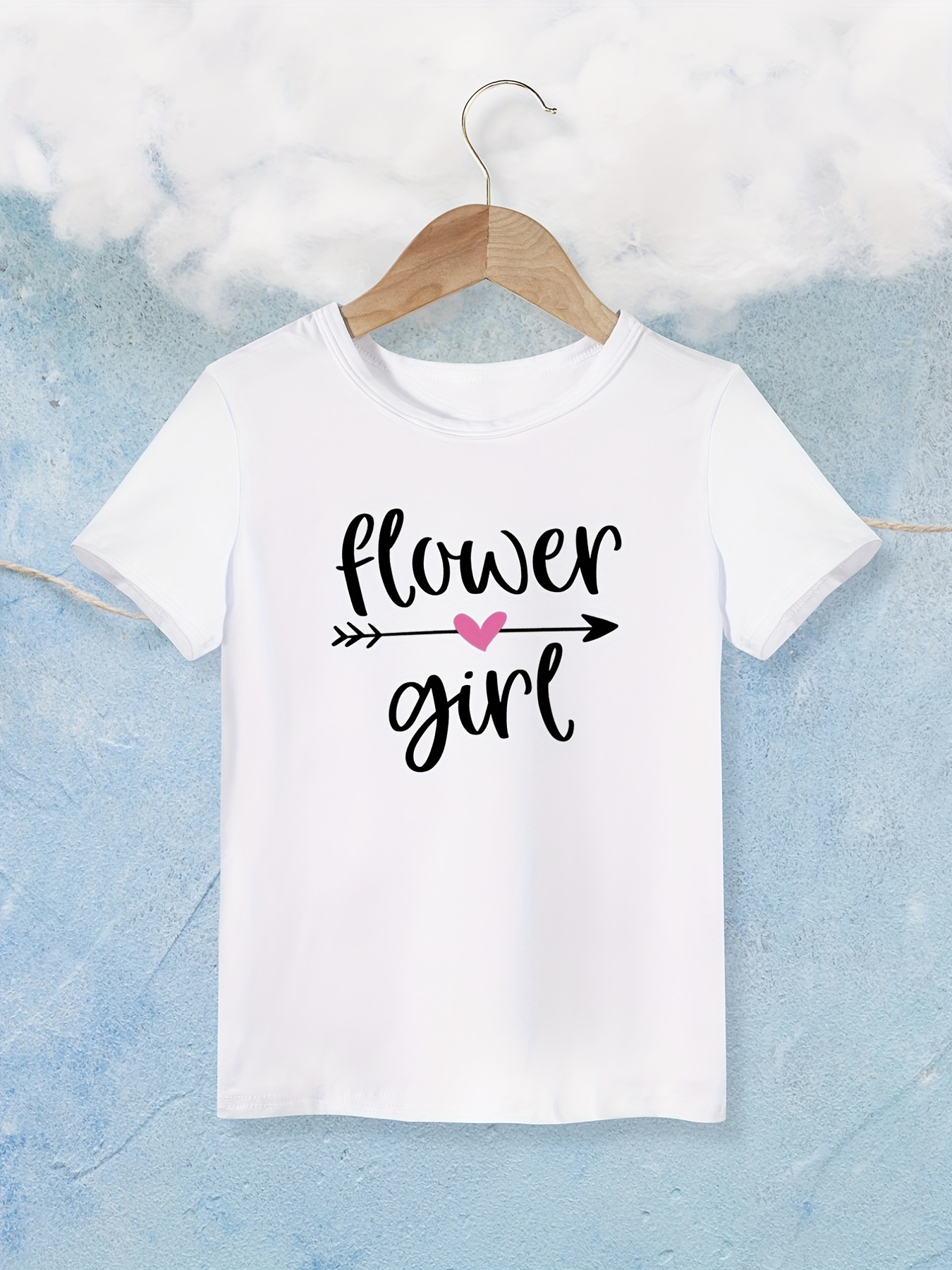 Toddler Girls Letter Flowers Graphic T shirts Casual Round - Temu