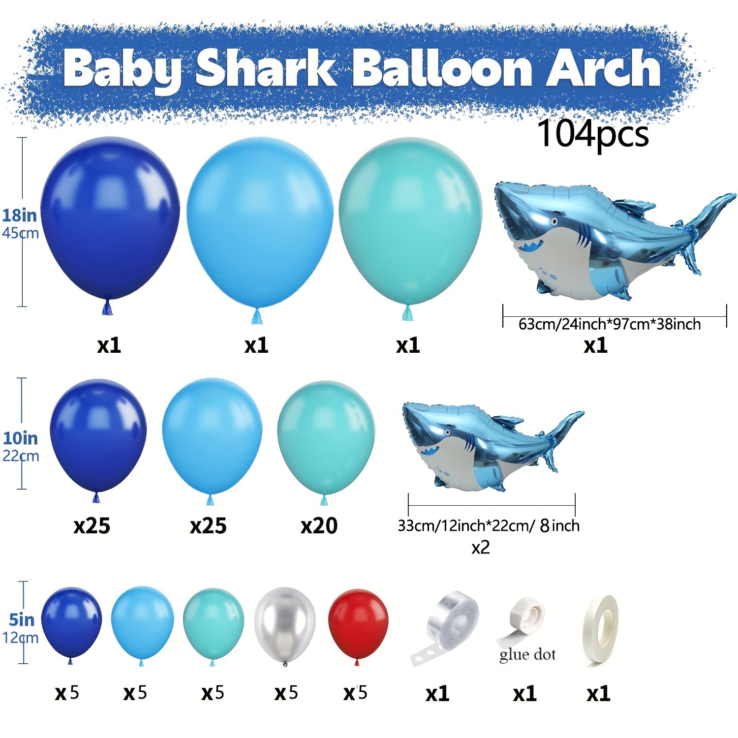 Egodeals 101pcs Under The Sea Ocean World Animal Balloons Arch Kit Shark/ Fish Balls Sea Theme Birthday Party Decoration Kids baby shower
