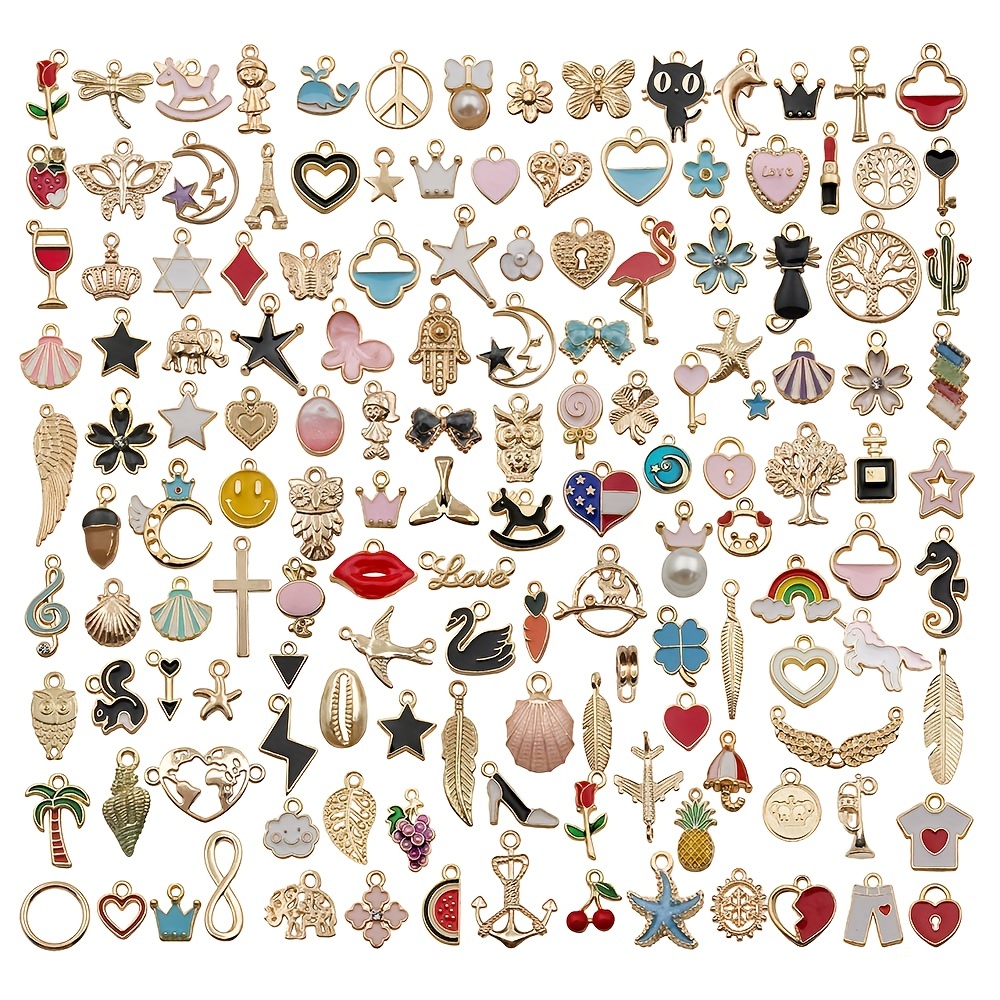 Mixed Styles 20/30/50pcs Jewelry Making Charms Golden Enamel Plated Charms  Pendant For DIY Necklace Bracelet Earrings Jewelry Making Finding