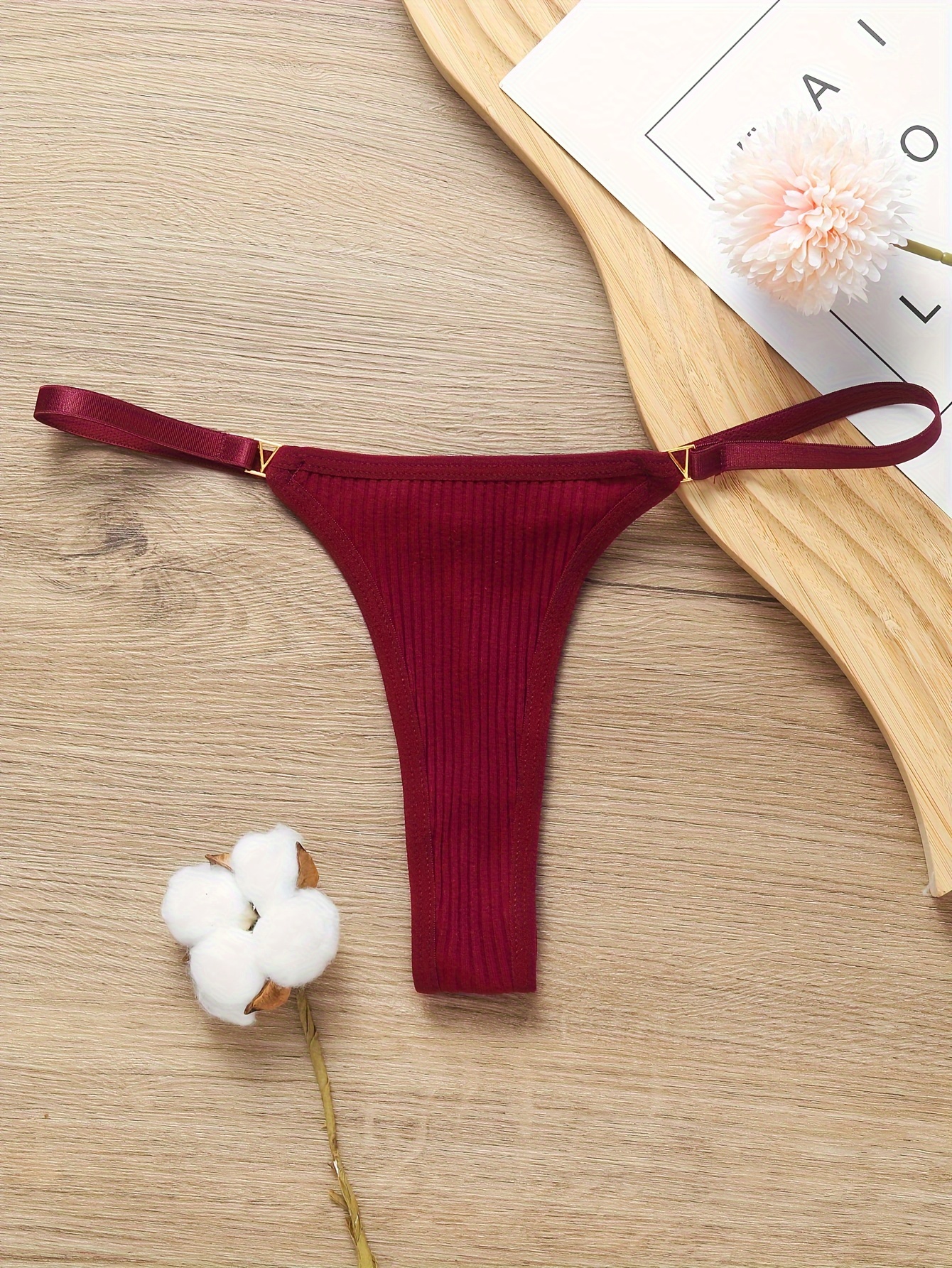 Solid Ribbed Thongs Soft Comfy Stretchy Intimates Panties - Temu