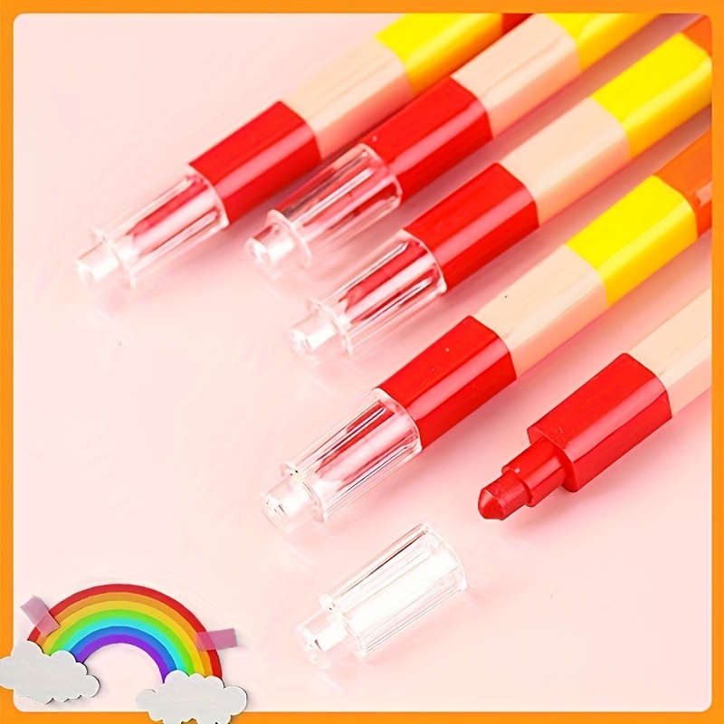 Stackable Crayons Mini Crayon Packs Colored Pencils Rainbow - Temu