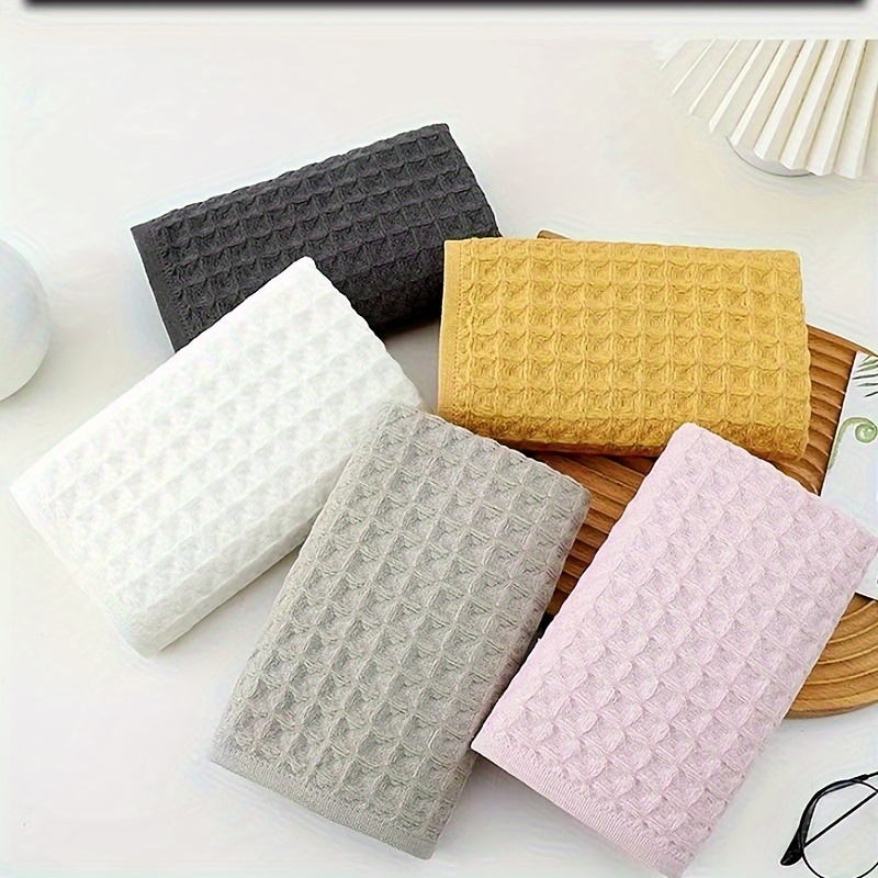 Waffle Hand Towel Set, Household Cotton Hand Towel, Soft Solid Color Face  Towel, Plain Absorbent Towel For Home Bathroom, Bathroom Supplies, - Temu