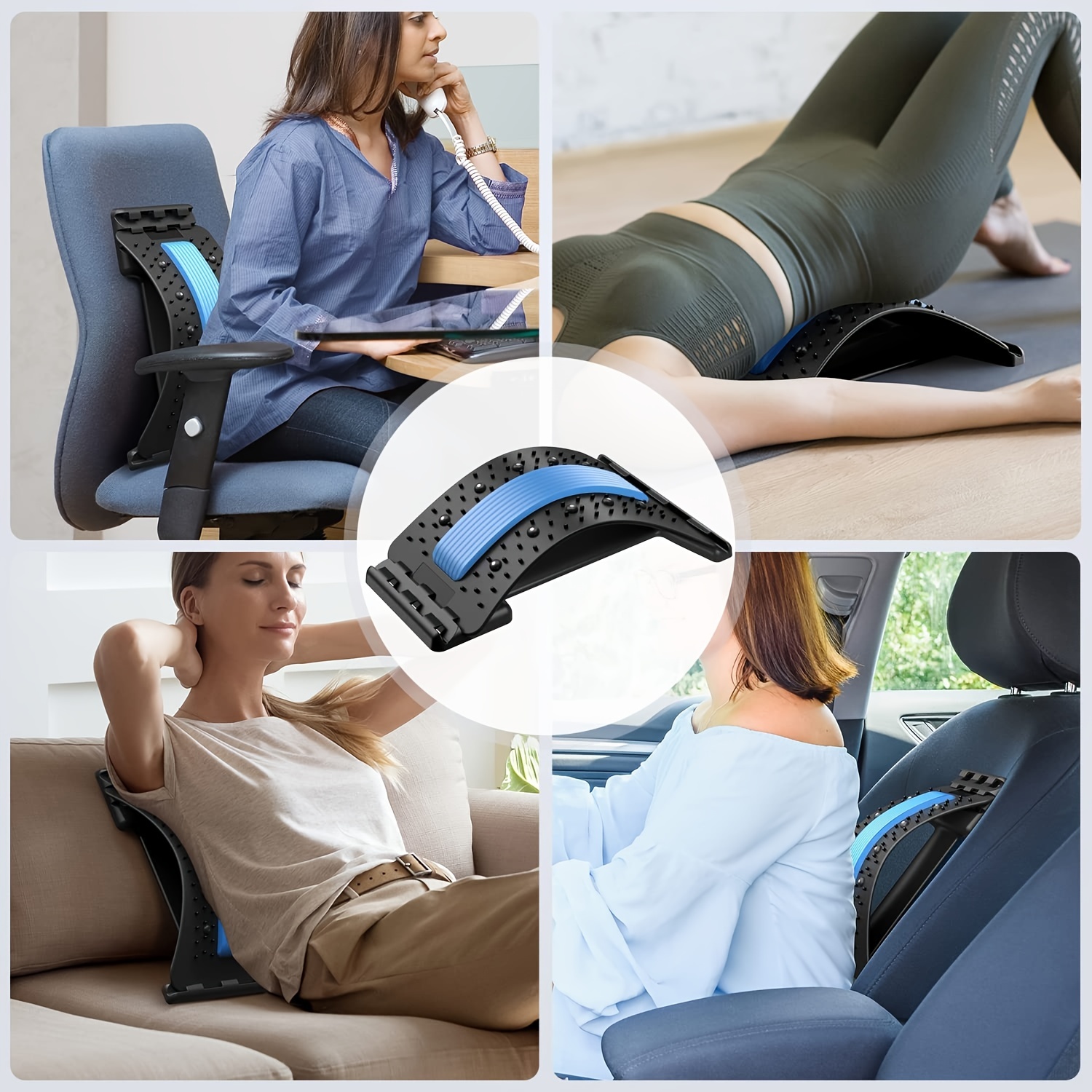Lumbar Stretcher, Office Chair Lumbar Tapping Pad Pain Relief Device,  Multi-level Lumbar Massager, Pain Relief For Lumbar Disc Herniation,  Sciatica, Scoliosis, Lower And Upper Waist Support Stretcher