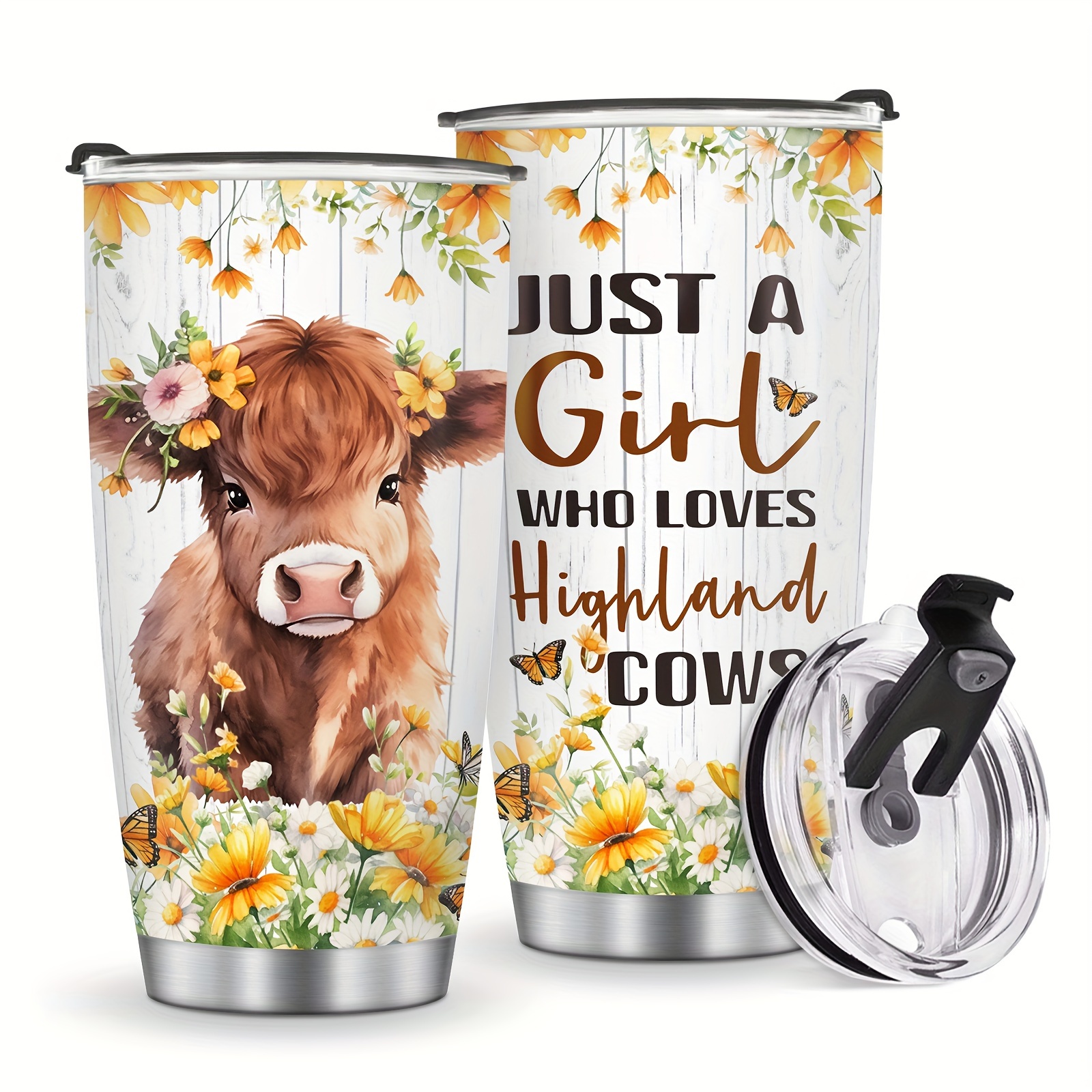 Cow Gifts- Cow Print Tumbler - Stainless Steel Insulated 20 oz Cute Cow Tumblers with Lid and Straw- Coffee Travel Mug Cup - Unique Birthday Gifts for