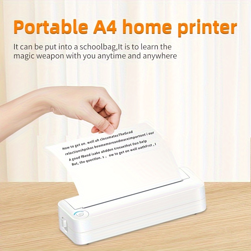 Cheap Portable Household A4 Paper Thermal Printer by Bluetooth Connecting  for PC/Phone A4 Mobile Document Printer+200pcs Print Paper